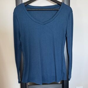 Classic Blue Long Sleeve V-Neck Top